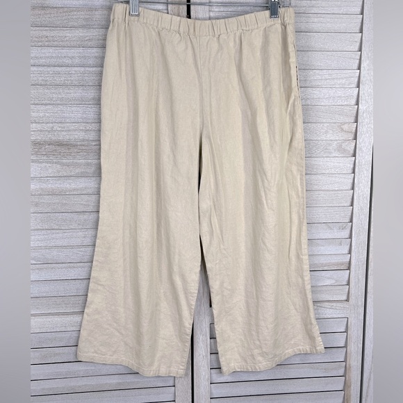 JAY DAY- Vintage Linen Blend Capris/Tank Top Set Embroidered Beige-Medium - Picture 5 of 5